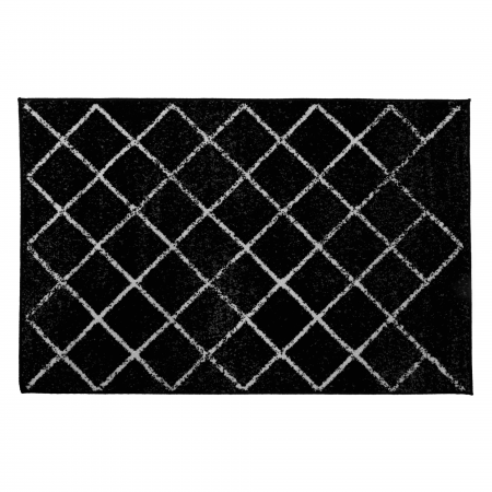 Koberec, čierna/vzor, 57x90 cm, MATES TYP 1