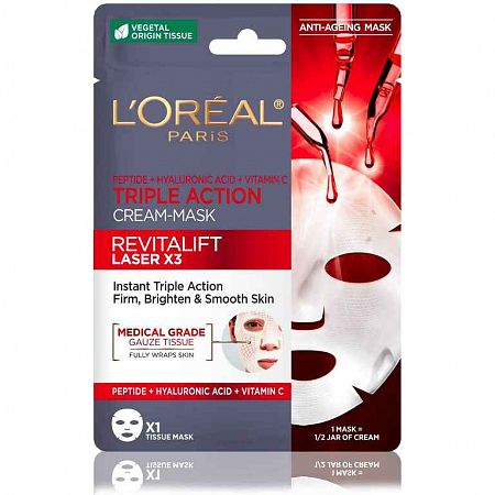 L'Oréal Revitalift Laser X3 pleťová maska proti stárnutiu s trojitým účinkom 28 g