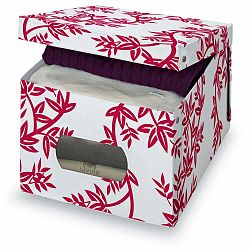Červeno-biely úložný box Domopak Living, výška 31 cm