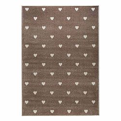 Hnedý koberec s bodkami KICOTI Beige Dots, 133 × 190 cm