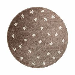 Hnedý okrúhly koberec s hviezdami KICOTI Beige, 100 × 100 cm