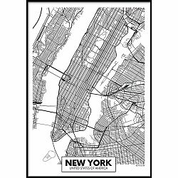 Nástenný plagát v ráme MAP/NEW YORK, 70 x 100 cm
