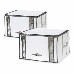 Sada 2 bielych úložných boxov s vakuovým obalom Compactor Life 3D Vacuum Bag, 40 x 25 cm