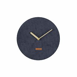 Tmavomodré nástenné hodiny s menčestrom Karlsson Corduroy, Ø 25 cm