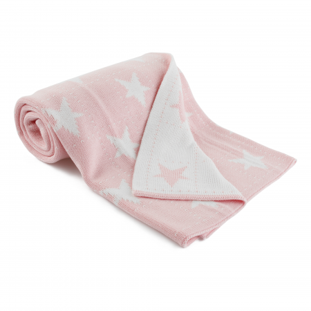 TEMPO-KONDELA ANEYO, obojstranná bavlnená deka, ružová/biela, 80x100 cm