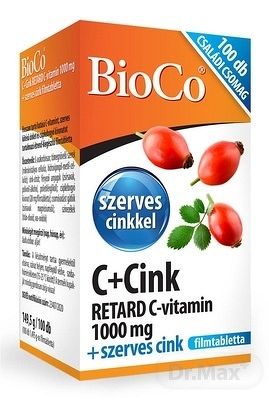 BioCo C+Zinok vitamin C 1000 mg RETARD+organický zinok 100 kapsúl