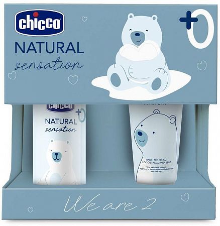 Chicco Natural Sensation 0+ masážny olej pre deti od narodenia 100 ml + 0+ pleťový krém pre deti od narodenia 50 ml