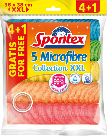 Spontex Microfibre Collection XXL viacúčelová utierka z mikrovlákna 36 x 38 cm 5 ks